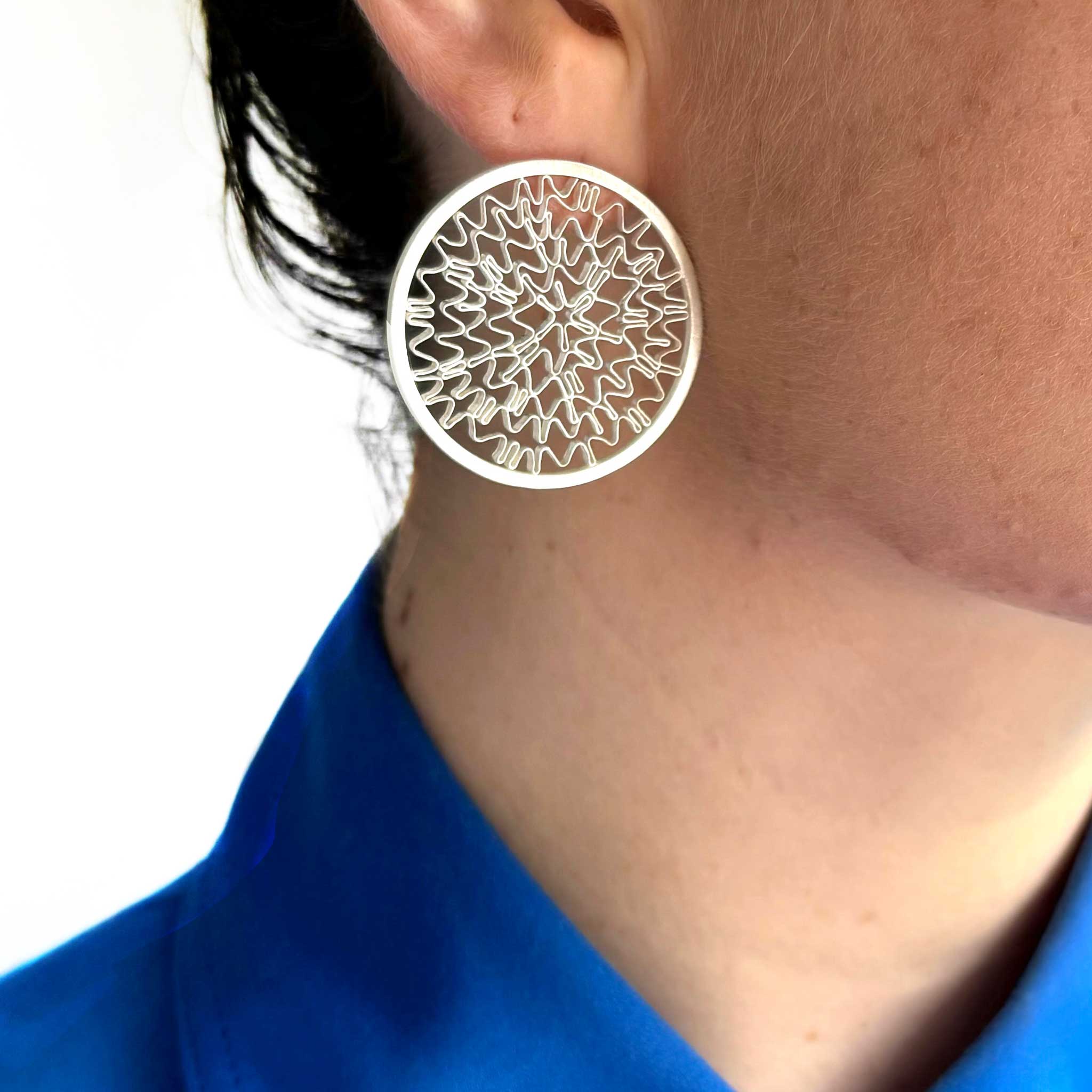 Pair of Maze Earrings in Sterling Silver Wire